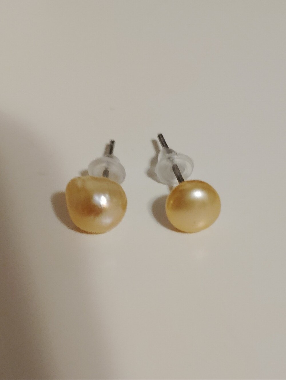 Vintage Estate 14k White Gold Natural 5mm Natural Blush Pink Stud Earrings